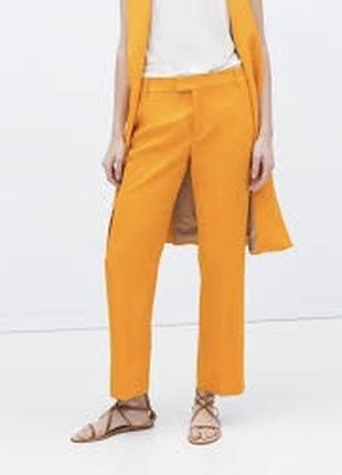 Zara красивые льняные брюки сочного цвета размер м(38)3 фото