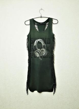 Mixvirage летнее платье без рукавов зелёное с бахромой женское длина мини спинка открытая на девушку