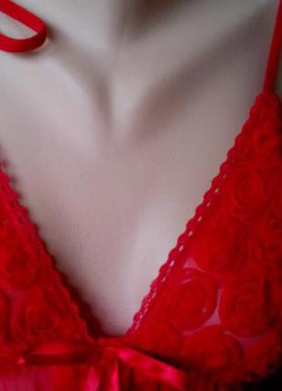 Комплект для сну пеньюар,красний пенюар сексуальний з трусиками одяг для сну 80 b з3 фото