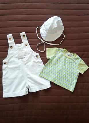 Летний комплект на мальчика baby club 62 cм комбинезон шорты футболка панамка 2-3-4 мес костюм лето2 фото