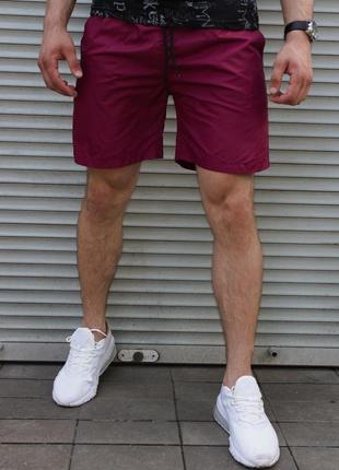 Мужские летние шорты из плащевки бордовые5 фото