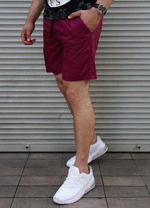 Мужские летние шорты из плащевки бордовые6 фото