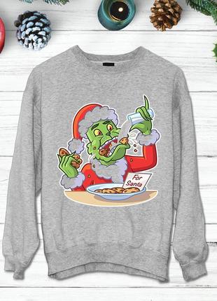 Свитшот с новогодним принтом гринч (the grinch) молоко и печенье push it