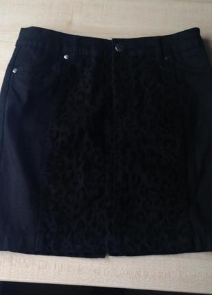 Спідниця нова h&m міні з опуклим леопардовим візерунком велюровим