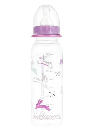 Бутылочка пластиковая "декор" для девочки 240 мл baby-nova 0m+ (4001071400115)1 фото