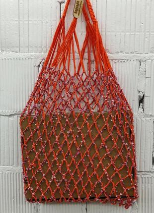 Модная оранжевая сумка для покупок1 фото
