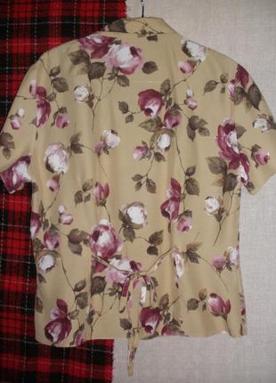 Летняя блуза жакетного типа короткий рукав anne brooks вискоза цветы5 фото