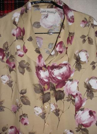 Летняя блуза жакетного типа короткий рукав anne brooks вискоза цветы2 фото