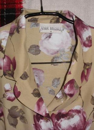 Летняя блуза жакетного типа короткий рукав anne brooks вискоза цветы3 фото