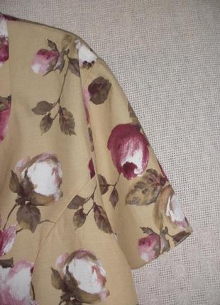 Летняя блуза жакетного типа короткий рукав anne brooks вискоза цветы4 фото