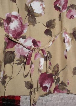 Летняя блуза жакетного типа короткий рукав anne brooks вискоза цветы6 фото