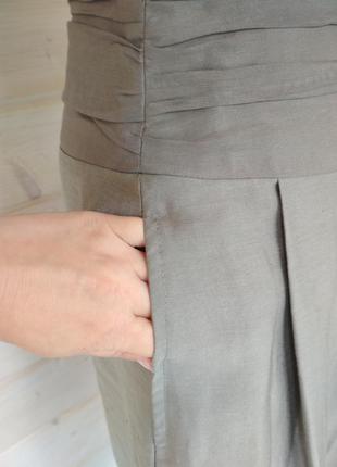 Лен котон фирменна роскошная юбка миди с карманами высокого качества льняная котоновая4 фото