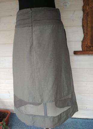 Лен котон фирменна роскошная юбка миди с карманами высокого качества льняная котоновая5 фото