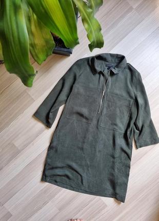 Cos темнозелена сукня платье туника с карманами рубашка1 фото