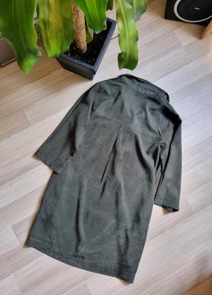 Cos темнозелена сукня платье туника с карманами рубашка7 фото