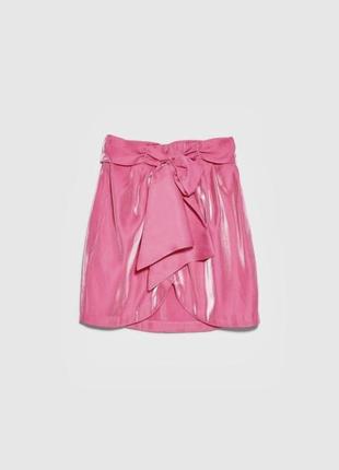 Розовая шёлковая юбка zara1 фото