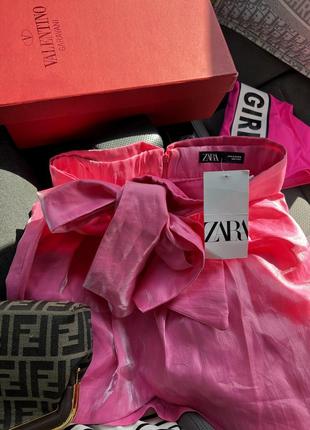 Розовая шёлковая юбка zara5 фото