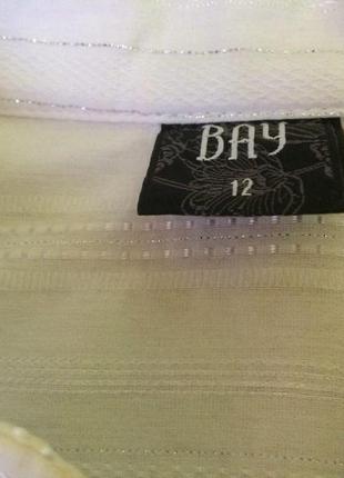 Блуза белая в полоску с люрексом от bay4 фото