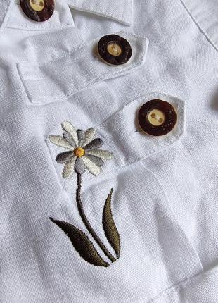 Сорочка льон, бавовна біла вишивка короткий рукав оверсайз m l xl4 фото