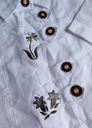 Сорочка льон, бавовна біла вишивка короткий рукав оверсайз m l xl5 фото