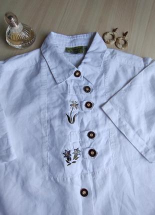 Сорочка льон, бавовна біла вишивка короткий рукав оверсайз m l xl6 фото