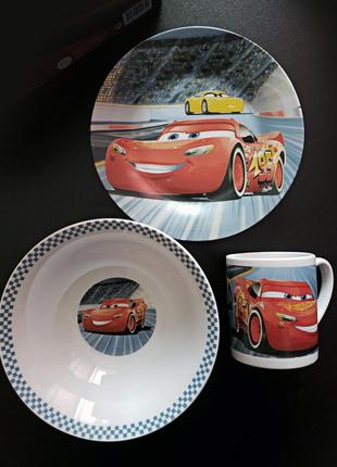 Набір посуду disney pixar cars 3 предмети original франція тачки маквін чашка тарілка салатник