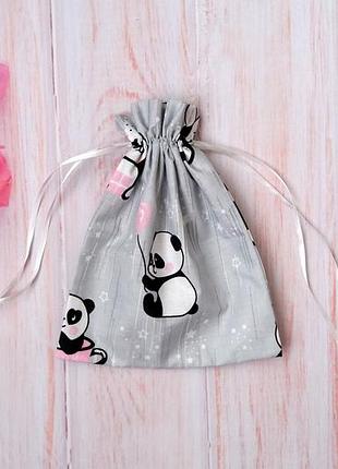 Еко мішечок маленький "панди в чашках"