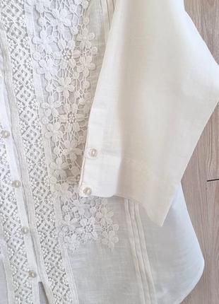 Сорочка блузка вишиванка льон біла4 фото