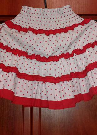 Спідниця біла в червоний горох