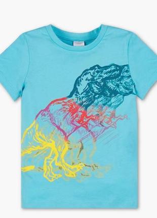 Блакитна футболка з динозаврами на хлопчика 98 р., palomino, c&a