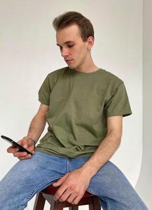 Оливковая футболка зсу 100% хлопок унисекс fruit of the loom хаки олива
