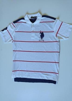 U.s. polo assn новое поло 2xl xl 52 белое красные полосы сша1 фото