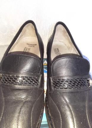 Женские кожаные черные туфли на танкетке на полную, широкую ногу  7 размер.7 фото