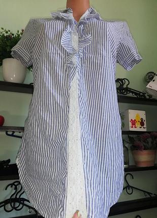 Котоновая блуза, удлинённая по типу туники
