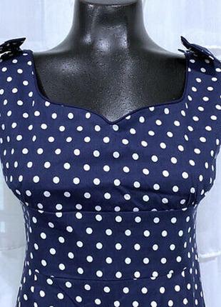 Вінтажне силуетне плаття в горошок з оборкою по низу/ горохове сукню у вінтажному стилі з оборчатим краєм/ сукні в стилі пін-ап5 фото