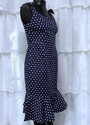 Вінтажне силуетне плаття в горошок з оборкою по низу/ горохове сукню у вінтажному стилі з оборчатим краєм/ сукні в стилі пін-ап4 фото