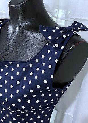 Вінтажне силуетне плаття в горошок з оборкою по низу/ горохове сукню у вінтажному стилі з оборчатим краєм/ сукні в стилі пін-ап6 фото