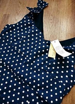 Вінтажне силуетне плаття в горошок з оборкою по низу/ горохове сукню у вінтажному стилі з оборчатим краєм/ сукні в стилі пін-ап8 фото