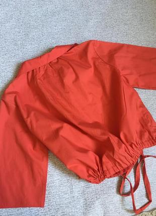 Сорочка жіноча бавовняна блуза моркв'яного кольору вкорочена котонова non iron - 44/l7 фото
