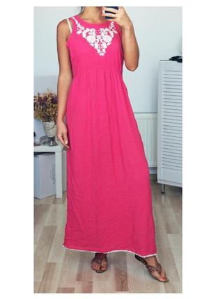 Довга сукня жіноча сарафан максі рожевий хлопковий2 фото