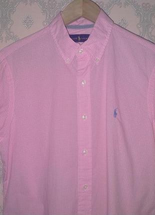 Мужская клетчатая рубашка с коротким рукавом ralph lauren2 фото