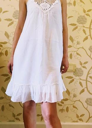 Летний белый сарафана на м-л  из натуральной невесомой ткани made in italy