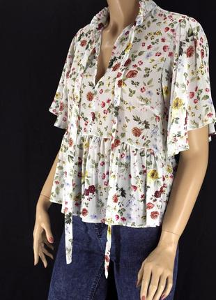 Нежная шифоновая блузка "primark" с цветочным принтом. размер uk14/eur42.5 фото