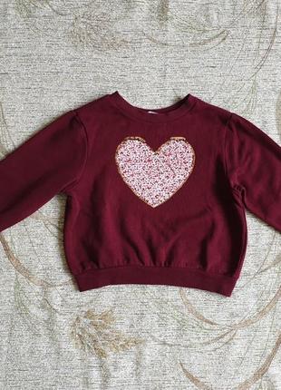 Брендовий, теплий бордовий светр з переворотными паєтками4 фото