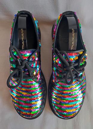 Женские туфли dr martens rainbow sequined oxfords размер 37 (23,5 см)3 фото