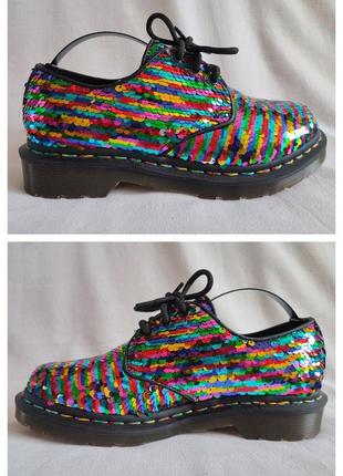 Женские туфли dr martens rainbow sequined oxfords размер 37 (23,5 см)8 фото