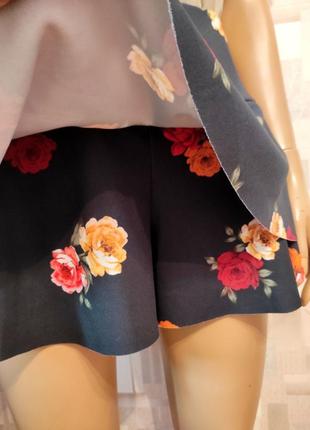 Красивые шорты - юбка на завышенной посадке, шорты спідниця в квітковий принт від new look4 фото