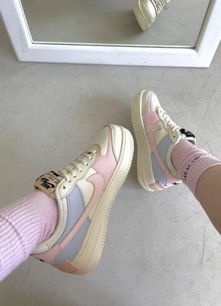 Nike air force shadow pink glaze новинка жіночі трендові кросівки найк форс молочні кремові кольорові весна літо осінь молочные цветные кроссовки5 фото