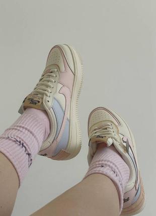 Nike air force shadow pink glaze новинка жіночі трендові кросівки найк форс молочні кремові кольорові весна літо осінь молочные цветные кроссовки8 фото