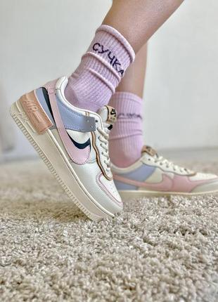 Nike air force shadow pink glaze новинка жіночі трендові кросівки найк форс молочні кремові кольорові весна літо осінь молочные цветные кроссовки6 фото